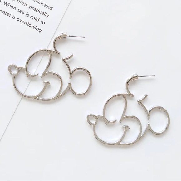 18K White Gold/ Rhodium Plated Mickey Mouse Head Earrings - Picture 3 of 4